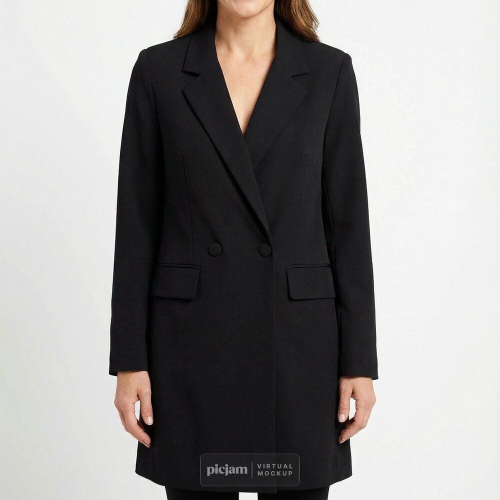 Women's longline black blazer size medium - Picture 2 of 6